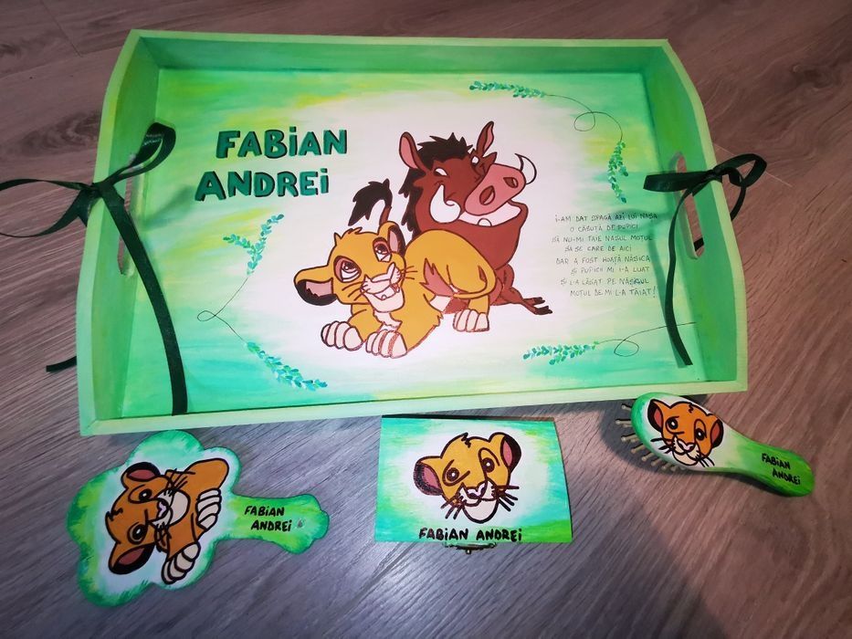 Tava moț / set taviță moț /  tavita turta personalizată pictată