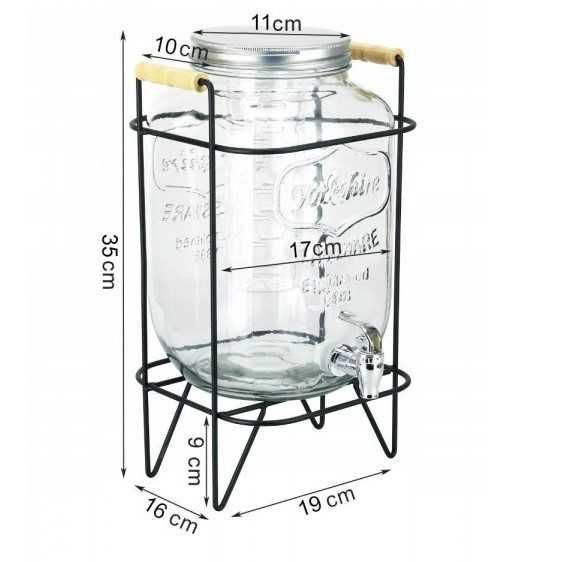 Ретро буркан за напитки 4Л с кранче/канелка и поставка