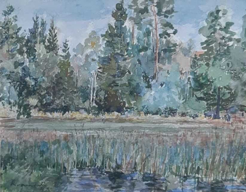 T. Romanaţi, Acuarelă pe carton, Semnat, Dimensiuni 35 x 41 cm