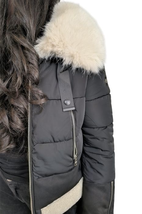 ПРОМО!ТОП последно XL р-р! Модерно яке с пухена яка,модерно палто