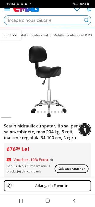 Scaun hidraulic cu spătar.