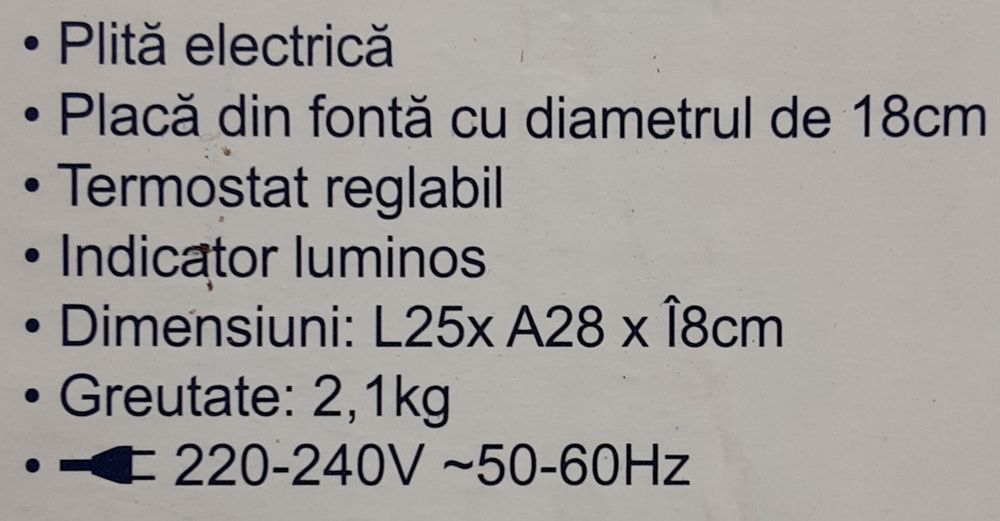 Plita electrică 1500 W NOUA - 70 Lei