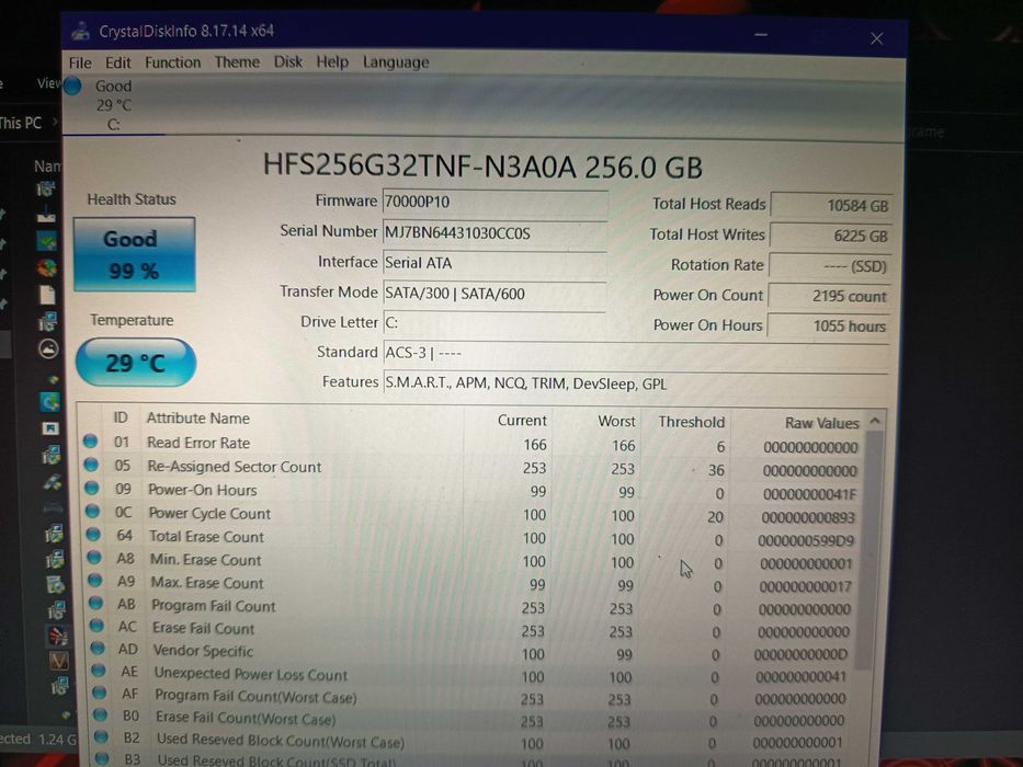SSD Sk Hynix 256gb sata 3 + windows 10/win 11 pro la cerere