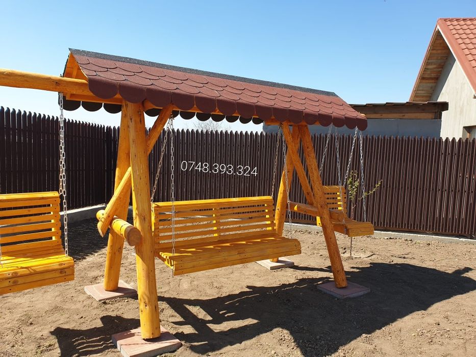 Balansoar  leagan  lemn  masiv  masa  cu  băncuțe