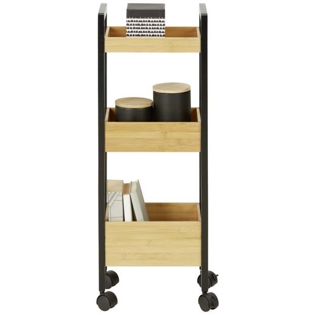 Бамбукова етажерка за баня на колелца