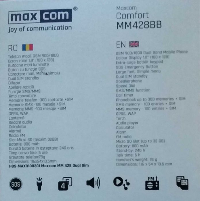 Telefon Mobil GSM 900/1800, Dual Sim, destinat persoanelor in varsta