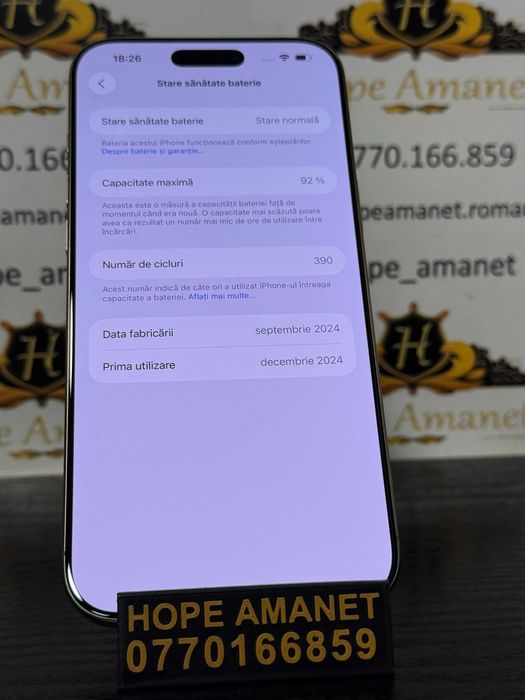 Hope Amanet P10/iPHONE 16 PRO MAX 256 GB BT 92%
