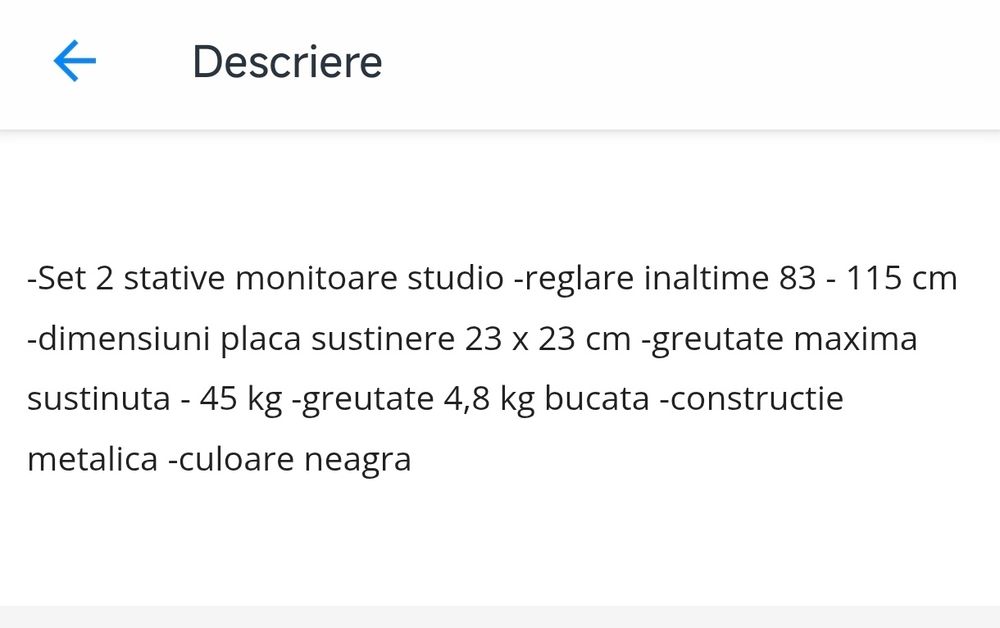 Vând stative metalice pentru boxe, Millenium BS-500
