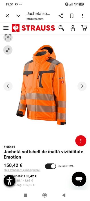 Geacă  Strauss groasă,reflectorizanta L XL