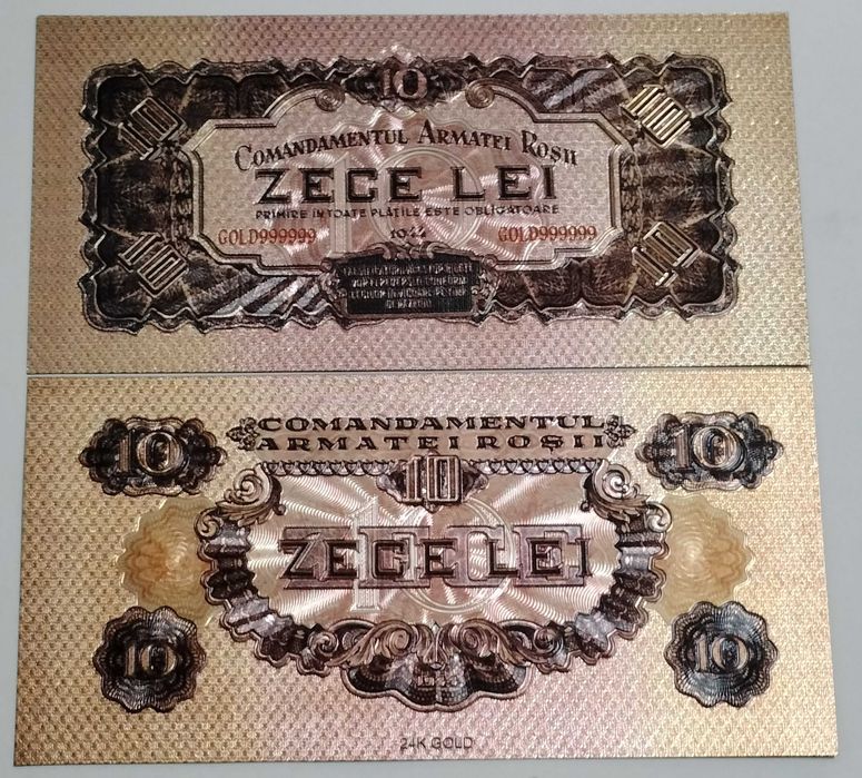Comandamentul Armatei Roșii – Set complet de 7 bancnote - Gold Collector Edition – cu inserție decorativă de aur 24k