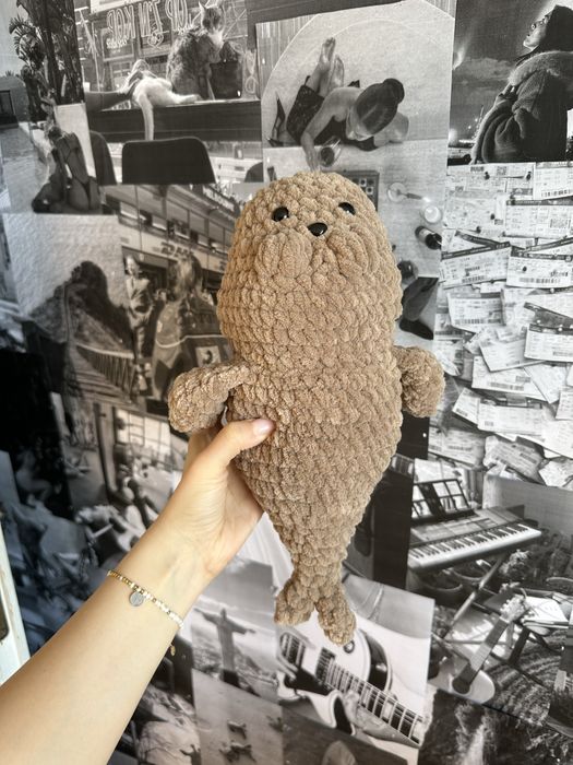 Ръчно изработена плетена играчка тюлен