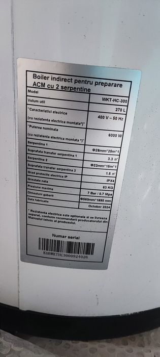 Boiler apă caldă