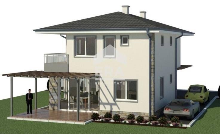 Двуетажна новострояща се къща за продажба, с двор и две паркоместа, в