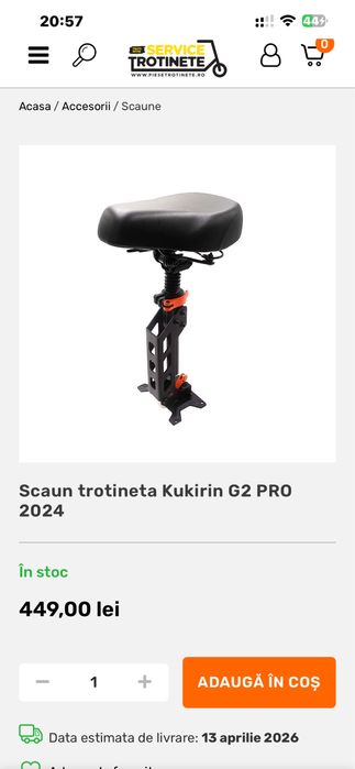 Scaun trotineta  electrica Kukirin original G2 pro max