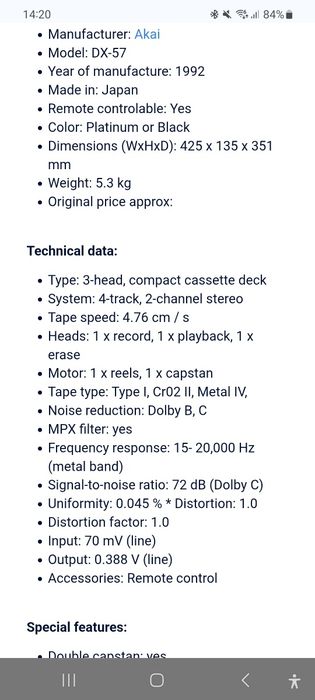 Casetofon Deck Akai DX 57