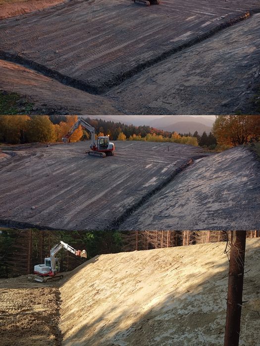 Inchiriez miniexcavator buldozer  buldo-excavator platforma cabana terasament placa beton fundatie