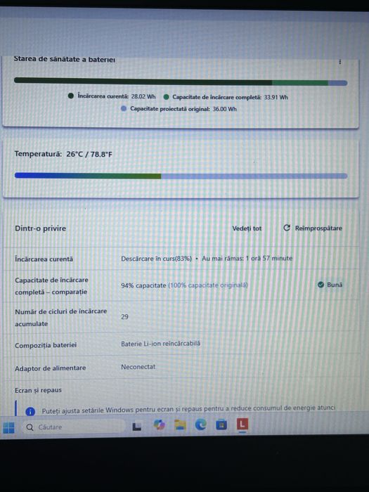 Laptop lenovo| i7gen8 | display 17,3 inch| ssd+hdd | bateria ca noua