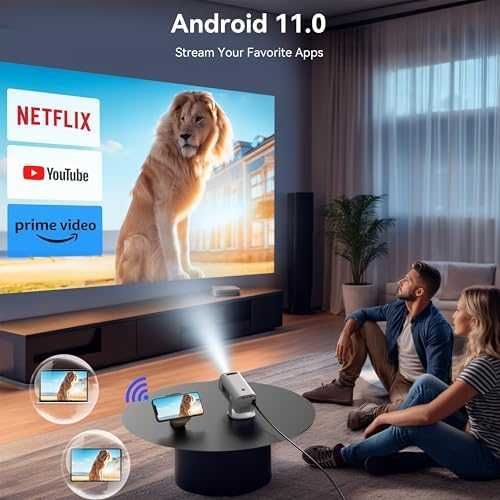Нов Мини проектор Full HD 4K с WLAN6, BT5.2, 150" екран, Android TV