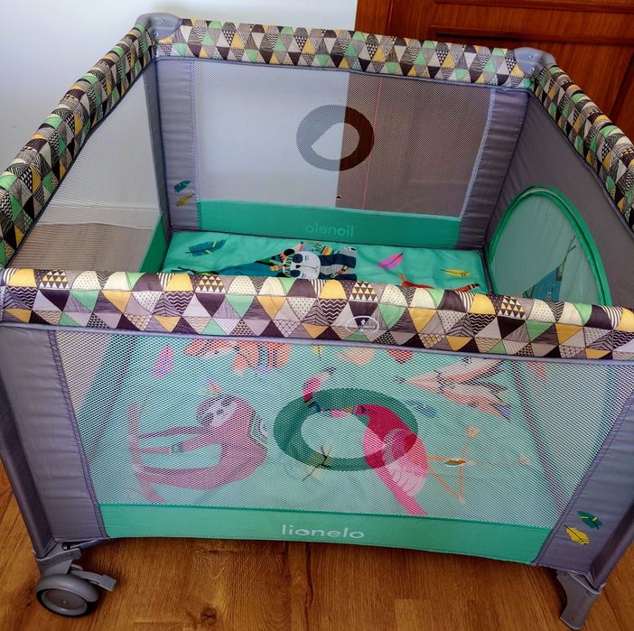 LIONELO MILLE Patut de calatorie si tarc de joaca 2 in 1 100x100 cm