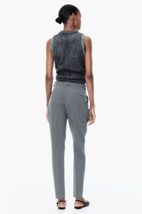 Тъмно сив панталон M/L/40 ежедневен плътен висока талия ръб джобове