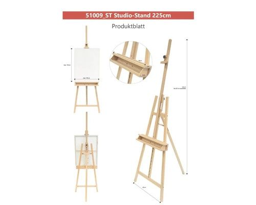 NOU - Șevalet studio - robust - din lemn de fag - 225 cm