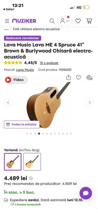 Lava Music Lava ME 4 Spruce 41" Brown & Burlywood Chitară electro-acustică