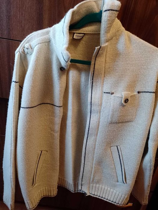 Bluza alba de iarna cu fermoar M