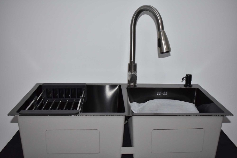 REDUCERE Chiuveta bucatarie inox 2 cuve gri inchis TRANSPORT GRATUIT