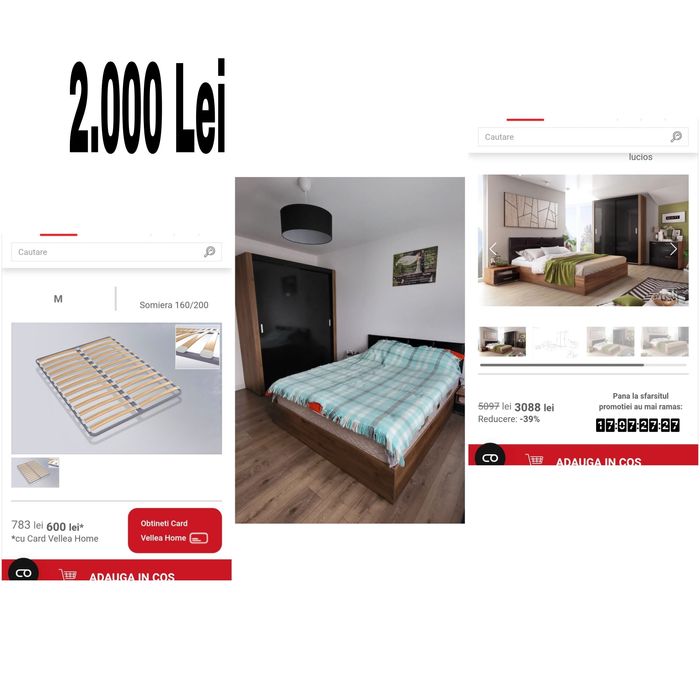 Vând mobila dormitoare , inclusiv somiera si saltea, stare apro