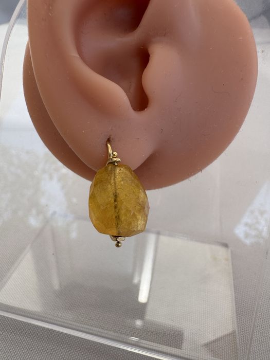 Cercei din aur 18 k Italia si citrin