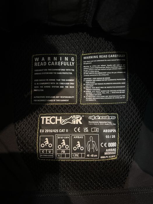 Vesta Airbag Moto Alpinestars Air tech 5 Plasma