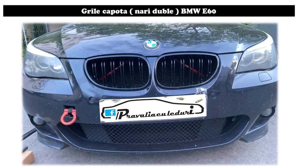 Nari duble , grila grile capota negru lucios pentru Bmw E60