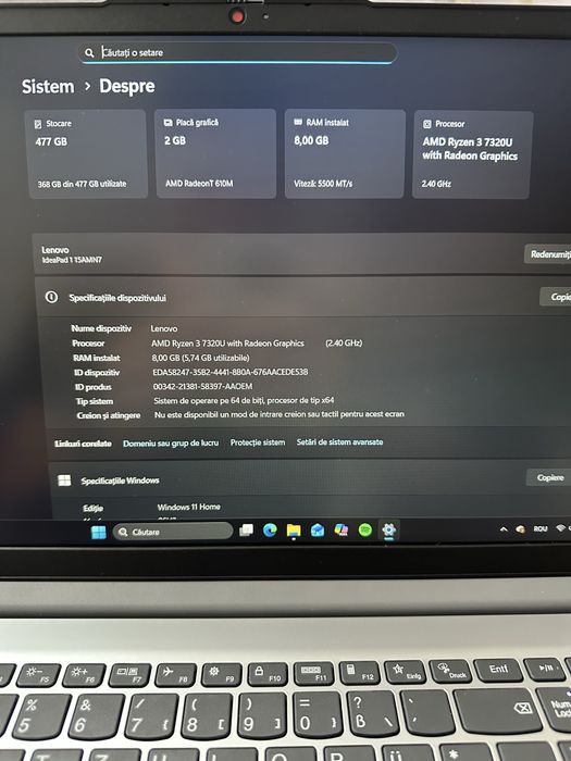 Laptop Lenovo IdeaPad 1 15AMN7 – Ecran 15.6" FullHD