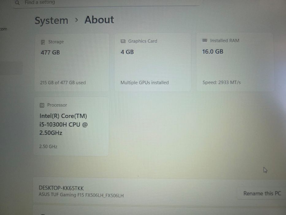 ASUS TUF gaming F15 FX506LH