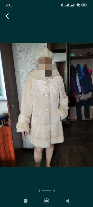 Шуба мутон с норкой