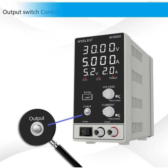 Лабораторно захранване, Импулсно, Напрежение  Фина и груба настройка