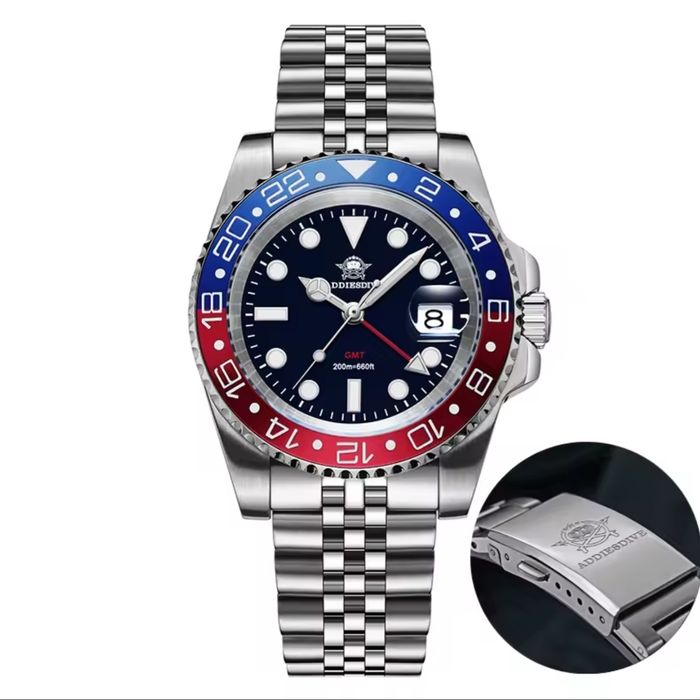 Addiesdive A2050,Rolex GMT Master II Pepsi хомаж, швейцарски кварц