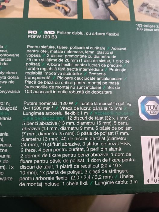 Polizor dublu cu arbore flexibil parkside