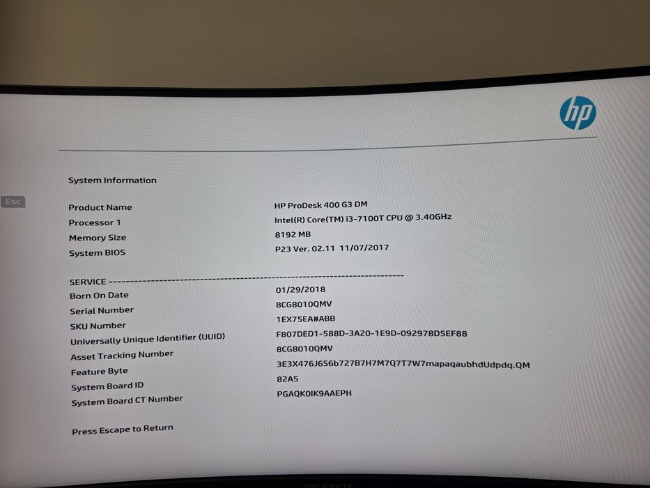 HP ProDesk 400 G3 Mini PC | Intel Core i3-7100T | 8GB RAM | SSD 512GB