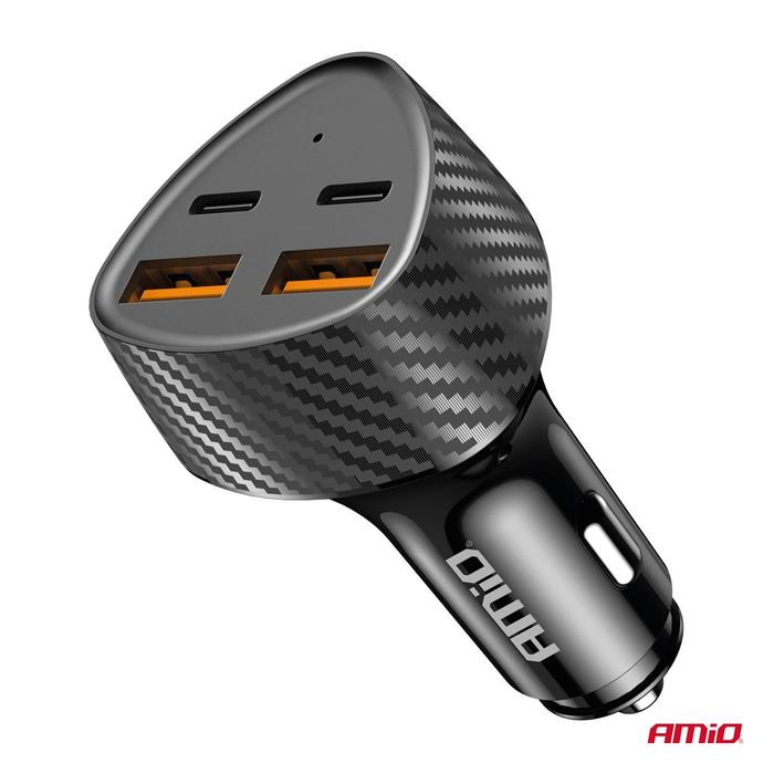 зарядно за кола 50w 2x usb-a + 2x usb-c amio-04284