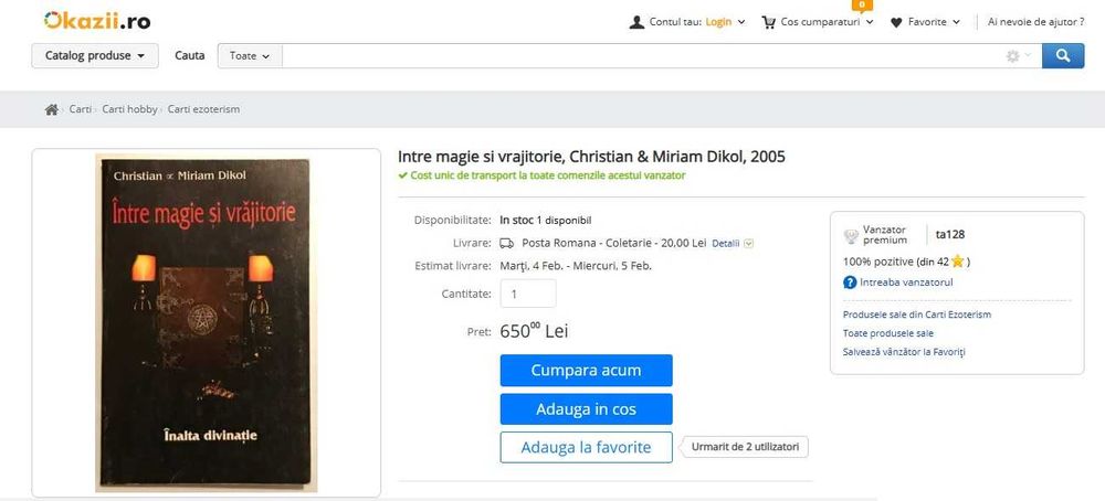 RARA, Carte de vraji Intre Magie si Vrajitorie, 2005, de colectie,SALE
