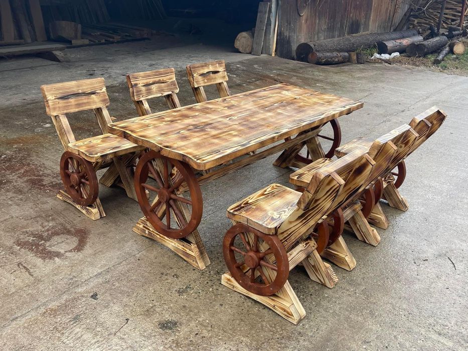 Leagan rustic din lemn masiv / balansoar copii