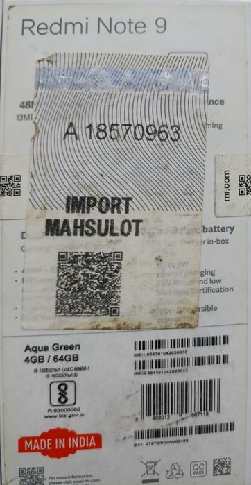 Redmi note 9 64GB
