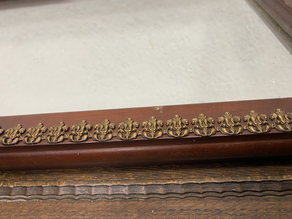 Голямо стеннo огледало дърво месинг класически стил Франция 1940 1955