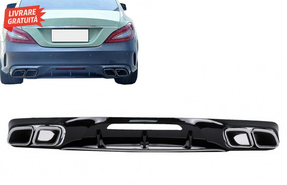 Difuzor Bara Spate cu Ornamente Evacuare Mercedes CLS Sedan W218 Sport