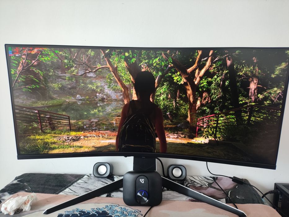 Monitor curbat Mini LED Fast HVA TCL 34R83Q, 34", WQHD, 170Hz, FreeSync Premium, HDR, boxe, alb-negru