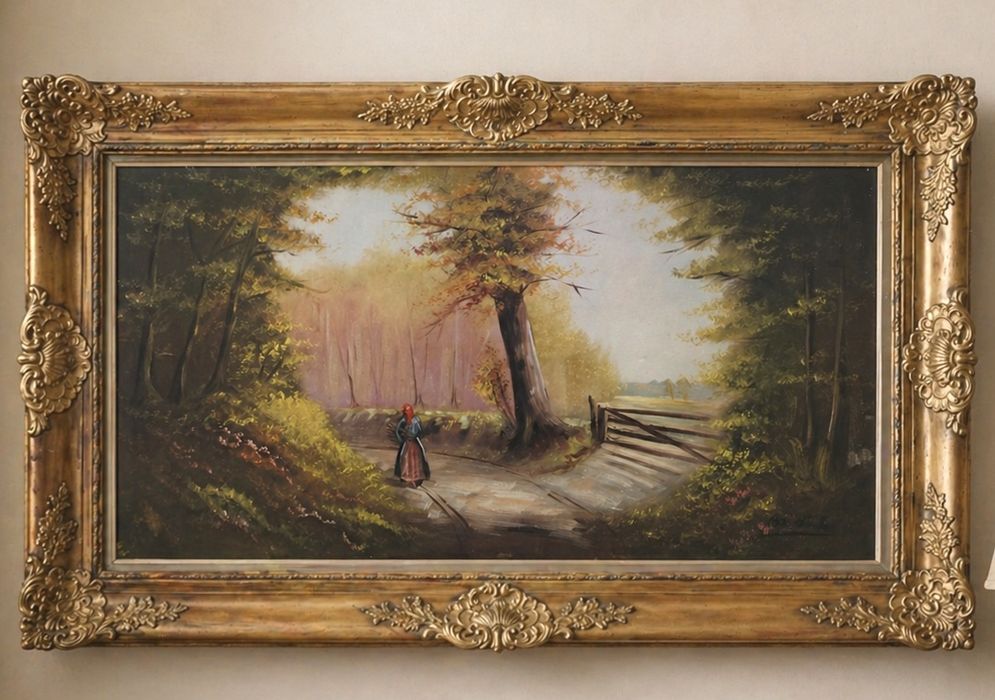 Ulei pe panza o lucrare veche de o foarte buna calitate ,semnată de dimensiuni mari încadrata într-o rama in stilul Baroc din lemn lemn masiv, dimensi
