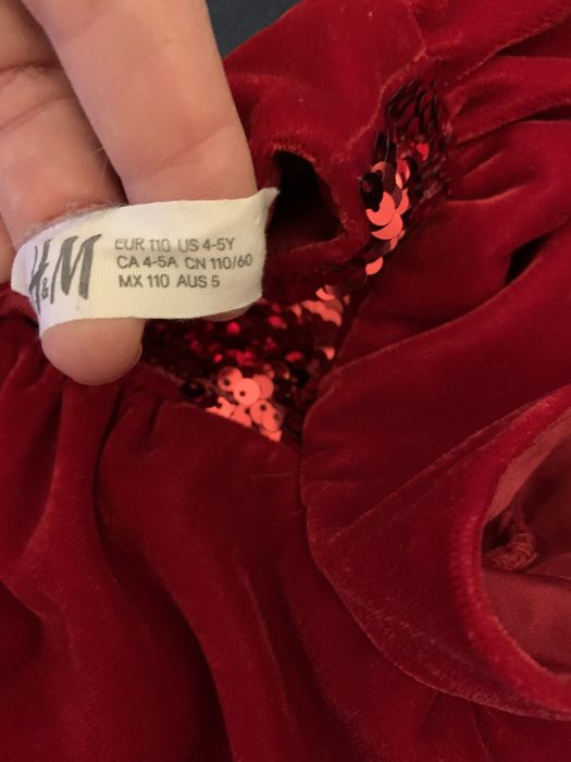 Rochie catifea fetite craciun rosie 4-5 ani, 110 cm