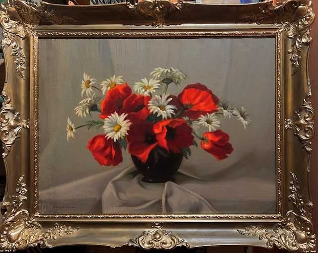 ”MACI” SUPERB! Tablou VECHI, Molnár Z János (1880-1960) ulei/pz 80x60+