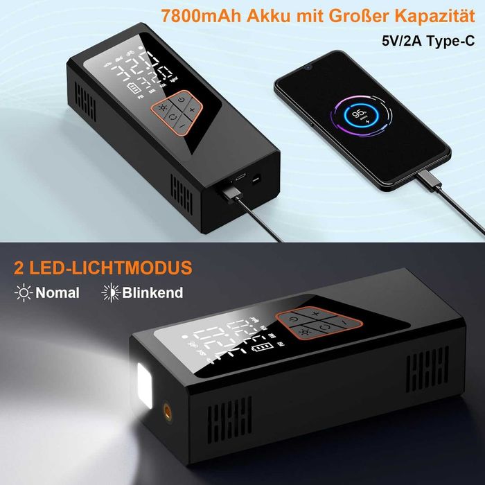 Електрическа въздушна помпа, компресор с батерия 7800 mAh